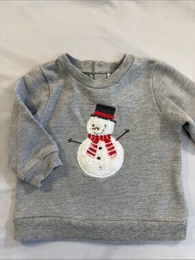 Grey Snowman Appliqué Kids Sweatshirt